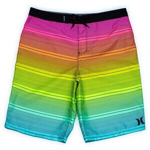 Hurley Boys Board Short – Rainbow Stripe Swim Trunks (Big Kids 10–20 yrs)